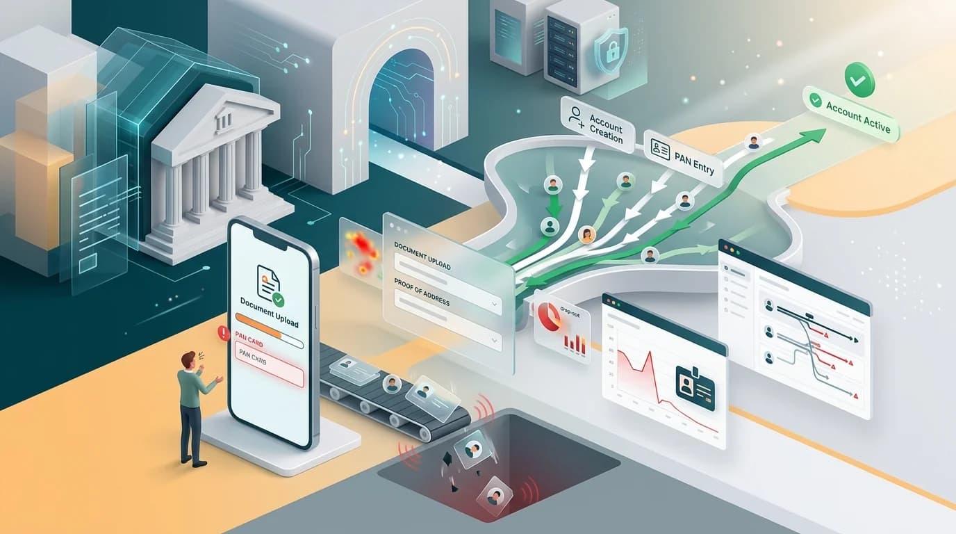 Fintech Funnels: Where KYC and First Transactions Quietly Die editorial illustration