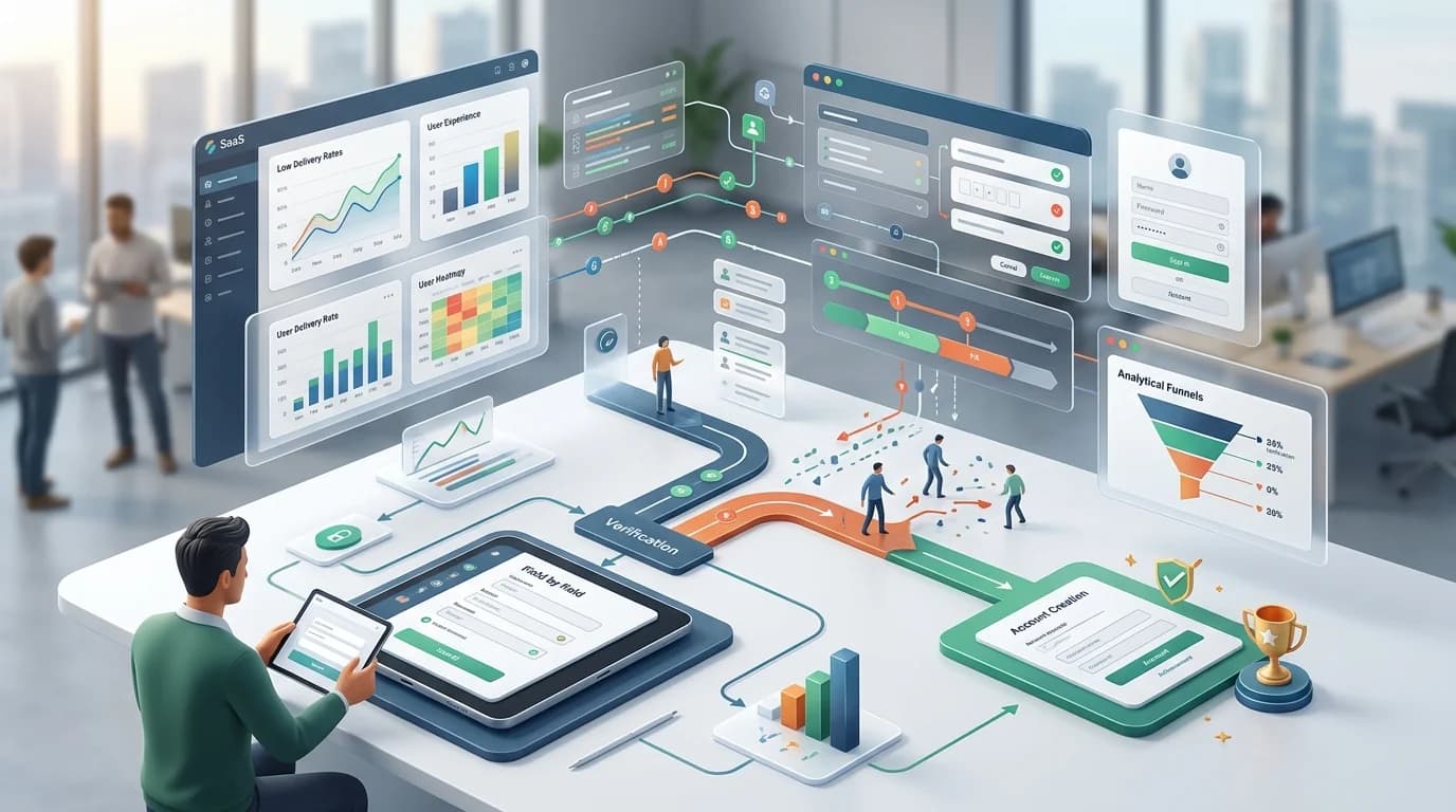 OTP Verification Drop-Off Is Splitting Your Signup Funnel editorial illustration