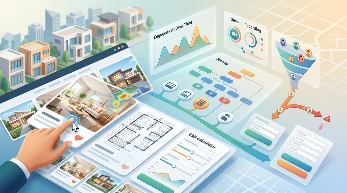 Session Replay for Real Estate: How Buyers Really Browse Listings editorial illustration